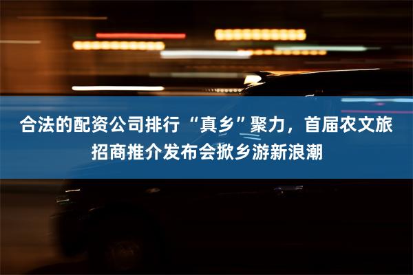 合法的配资公司排行 “真乡”聚力，首届农文旅招商推介发布会掀乡游新浪潮