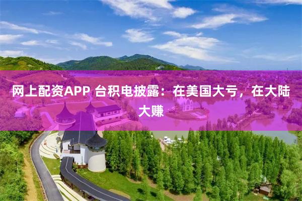 网上配资APP 台积电披露：在美国大亏，在大陆大赚