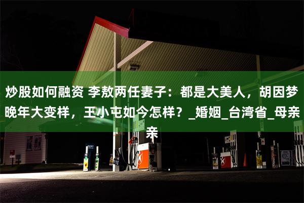 炒股如何融资 李敖两任妻子：都是大美人，胡因梦晚年大变样，王小屯如今怎样？_婚姻_台湾省_母亲