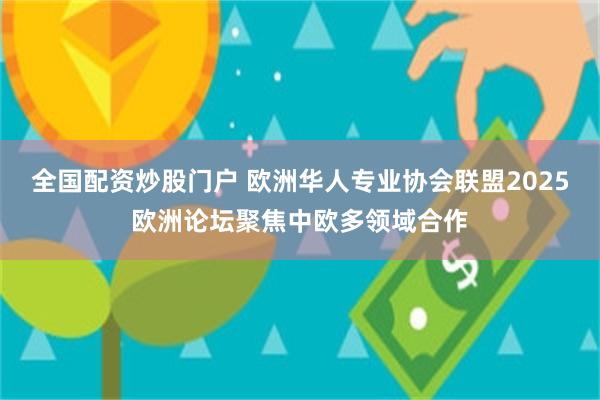 全国配资炒股门户 欧洲华人专业协会联盟2025欧洲论坛聚焦中欧多领域合作